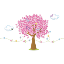 KIT MURAL ÁRBOL ROSA CON LIANAS (Este producto se hace sobre pedido)