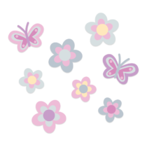 KIT FLORES GRIS CON ROSA