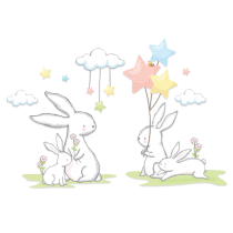 KIT MURAL CONEJO CON GLOBOS (Este producto se hace sobre pedido)