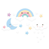 KIT MURAL NUBE, ARCO IRIS, LUNA (Este producto se hace sobre pedido)